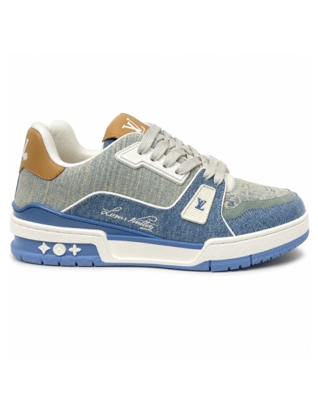 Tyler, the Creator x Louis Vuitton LV Trainer - Blue Denim 1AKCEY , Premium SneakersStreetwear , Worldwide Shipping