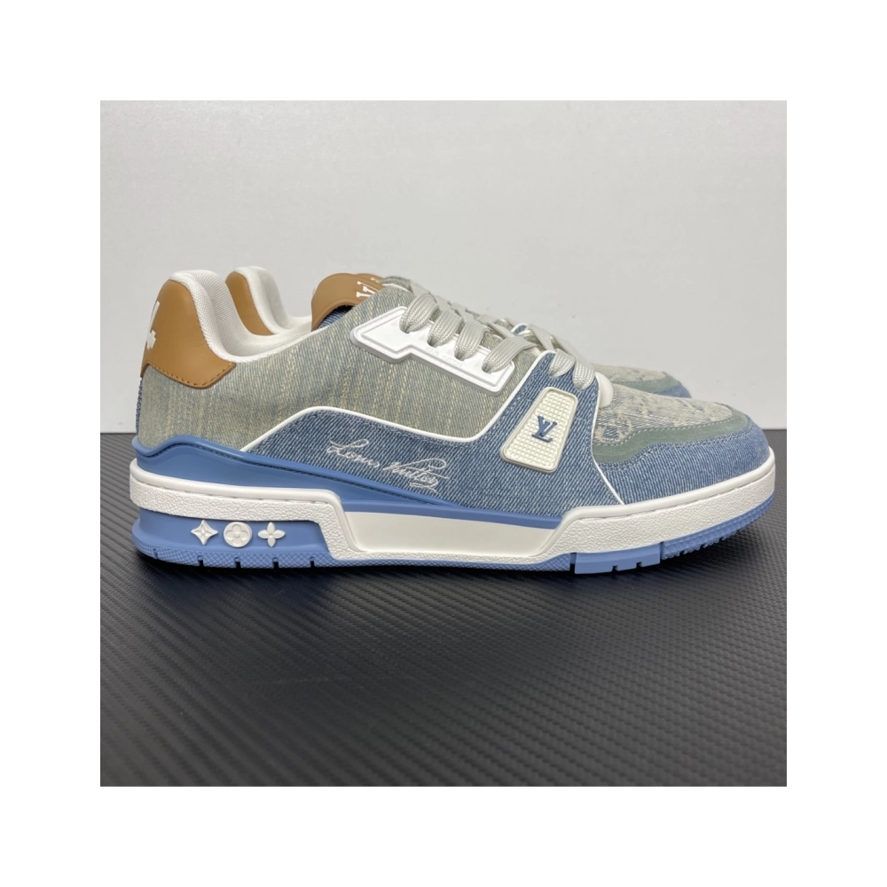 Tyler, the Creator x Louis Vuitton LV Trainer - Blue Denim 1AKCEY , Premium SneakersStreetwear , Worldwide Shipping