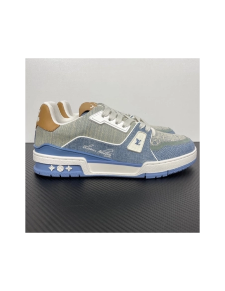 Tyler, the Creator x Louis Vuitton LV Trainer - Blue Denim 1AKCEY , Premium SneakersStreetwear , Worldwide Shipping