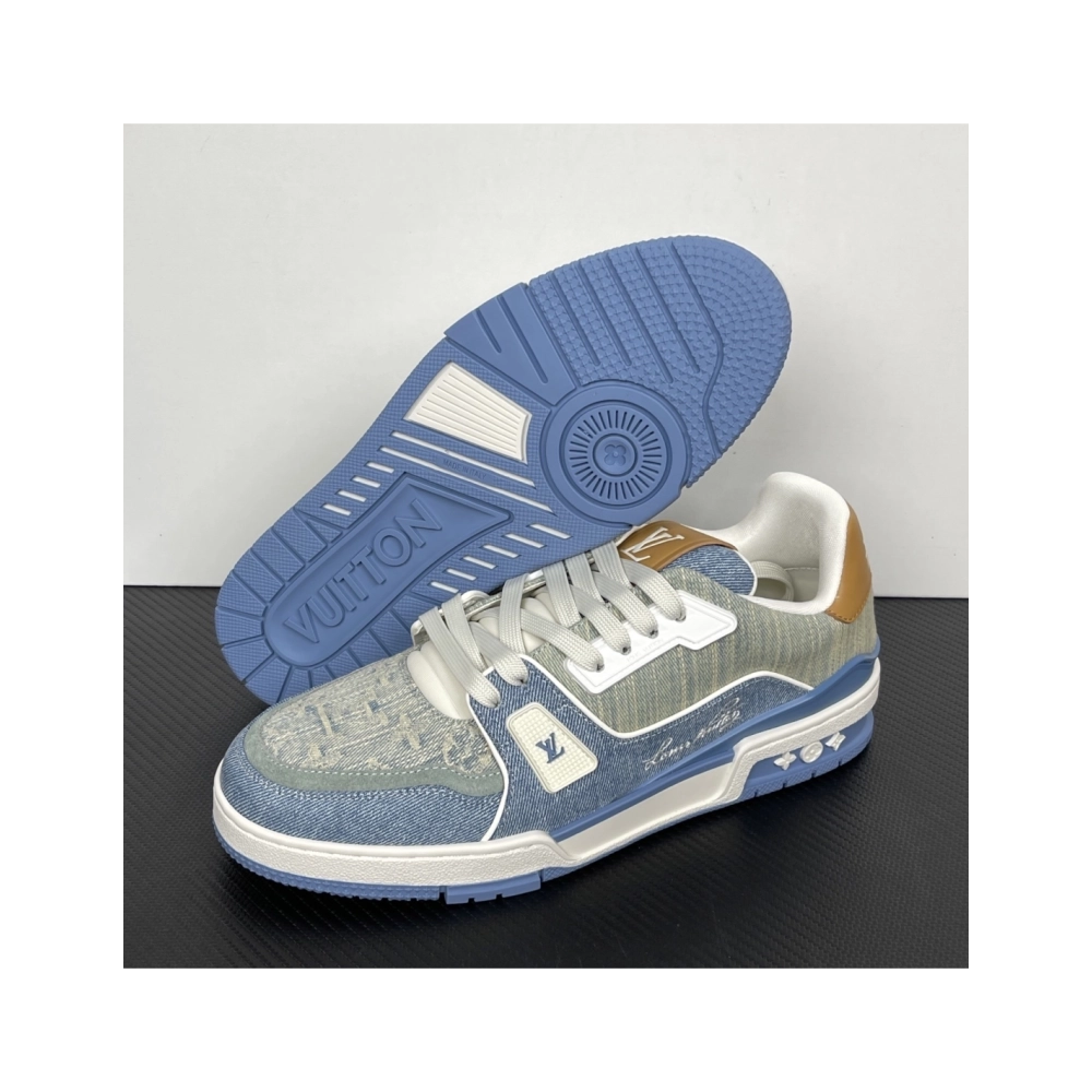 Tyler, the Creator x Louis Vuitton LV Trainer - Blue Denim 1AKCEY , Premium SneakersStreetwear , Worldwide Shipping