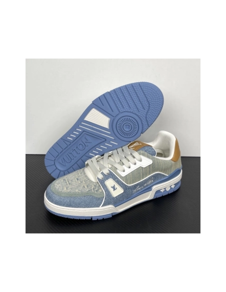 Tyler, the Creator x Louis Vuitton LV Trainer - Blue Denim 1AKCEY , Premium SneakersStreetwear , Worldwide Shipping