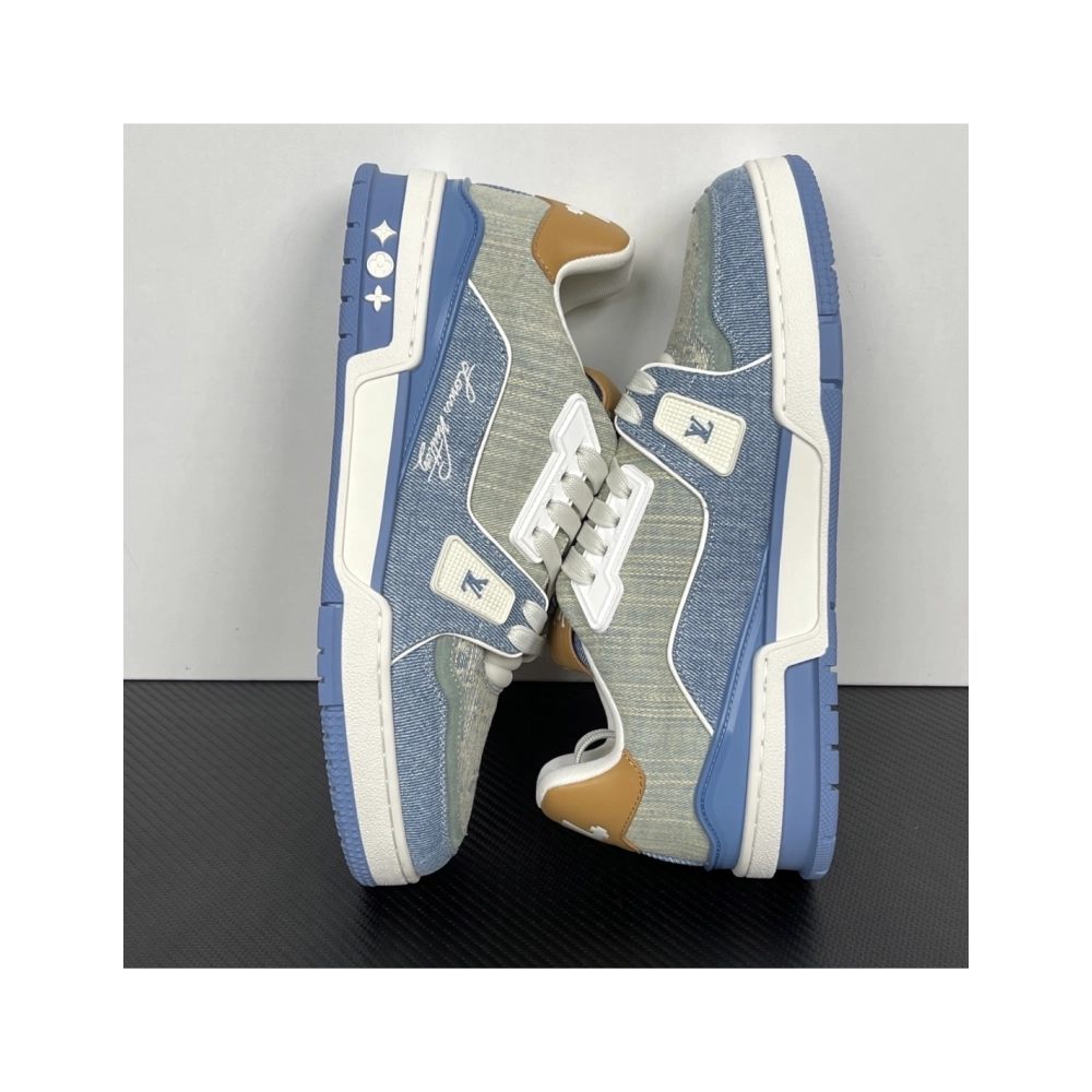 Tyler, the Creator x Louis Vuitton LV Trainer - Blue Denim 1AKCEY , Premium SneakersStreetwear , Worldwide Shipping