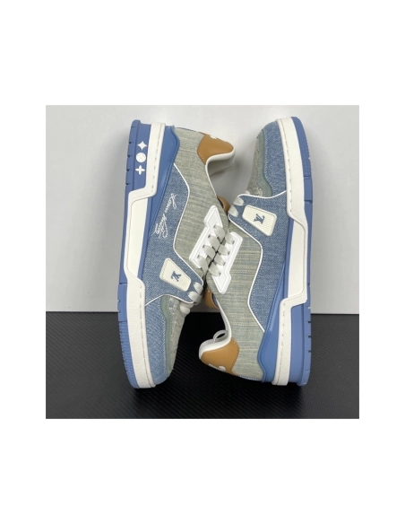 Tyler, the Creator x Louis Vuitton LV Trainer - Blue Denim 1AKCEY , Premium SneakersStreetwear , Worldwide Shipping
