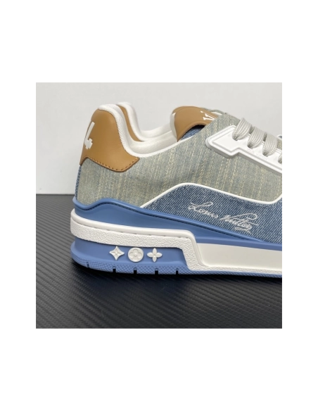 Tyler, the Creator x Louis Vuitton LV Trainer - Blue Denim 1AKCEY , Premium SneakersStreetwear , Worldwide Shipping