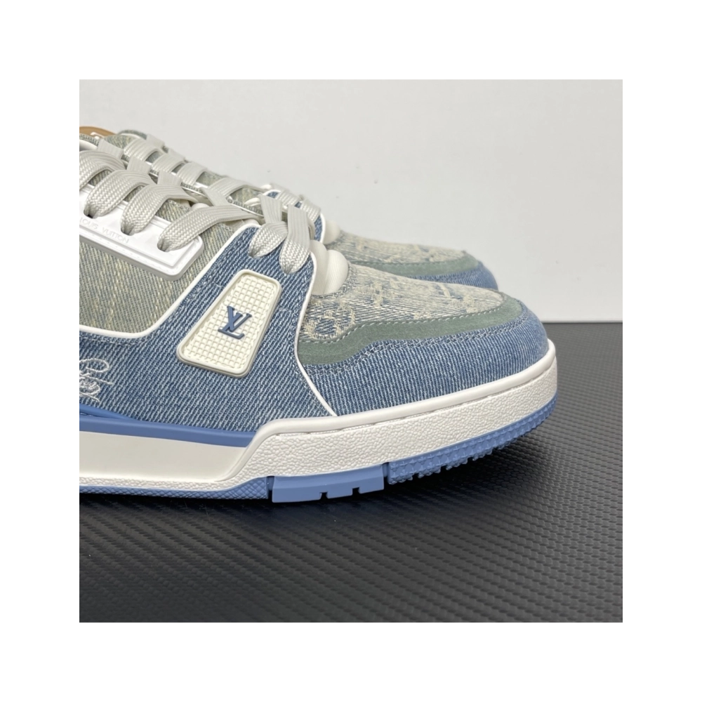 Tyler, the Creator x Louis Vuitton LV Trainer - Blue Denim 1AKCEY , Premium SneakersStreetwear , Worldwide Shipping