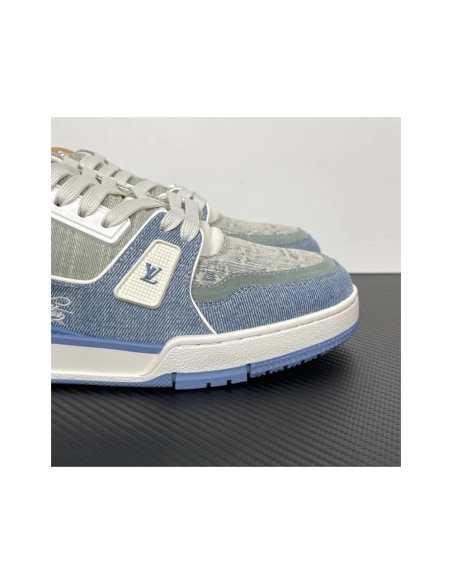 Tyler, the Creator x Louis Vuitton LV Trainer - Blue Denim 1AKCEY , Premium SneakersStreetwear , Worldwide Shipping