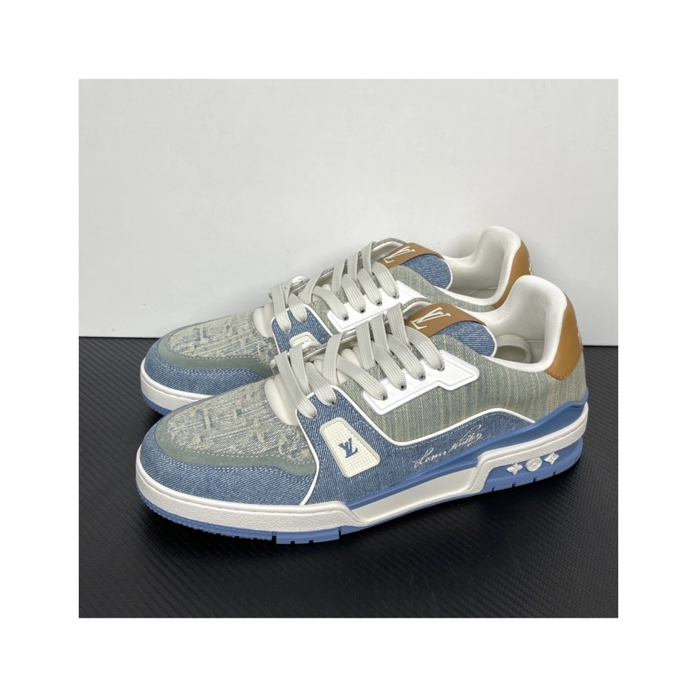 Tyler, the Creator x Louis Vuitton LV Trainer - Blue Denim 1AKCEY , Premium SneakersStreetwear , Worldwide Shipping