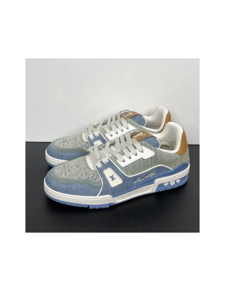 Tyler, the Creator x Louis Vuitton LV Trainer - Blue Denim 1AKCEY , Premium SneakersStreetwear , Worldwide Shipping