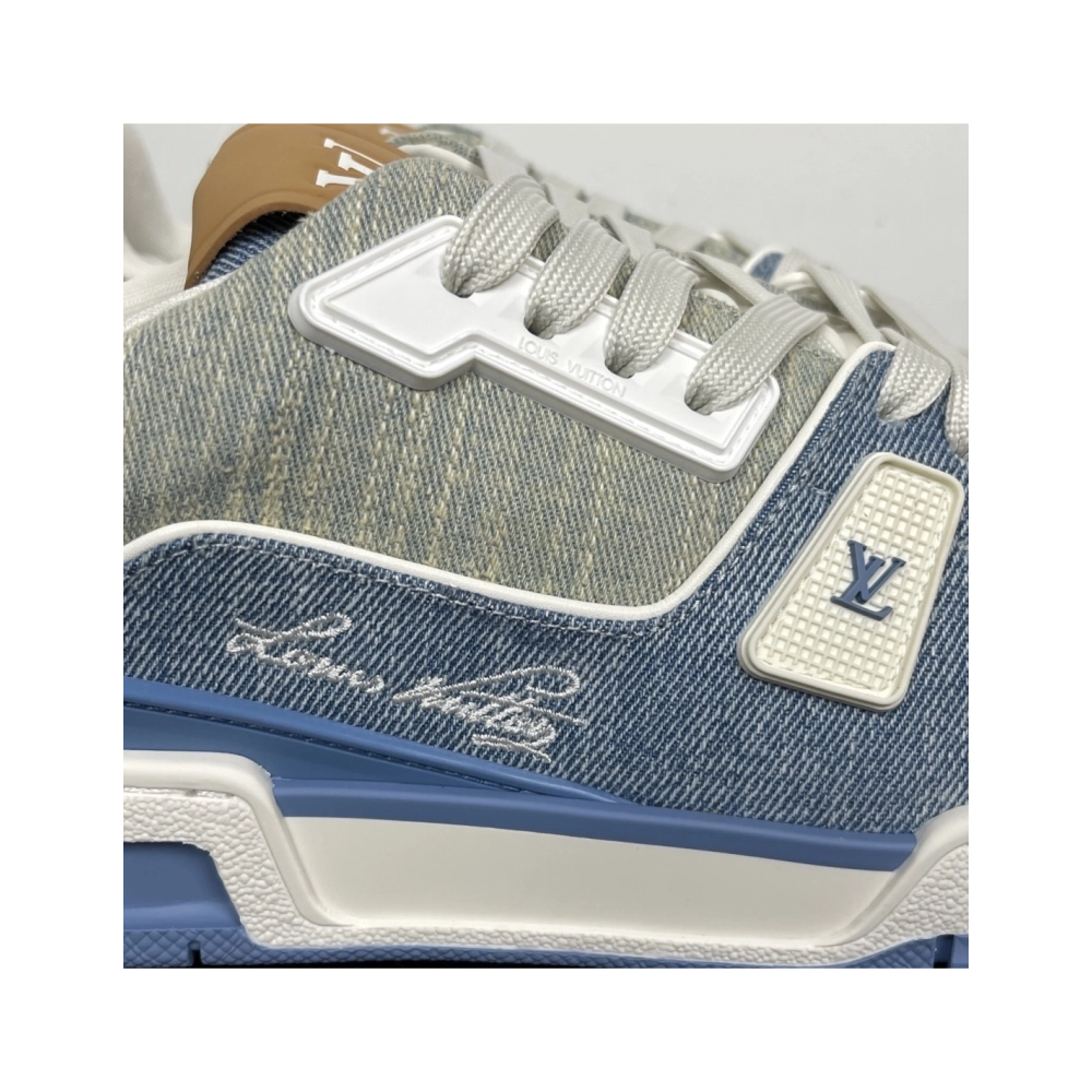 Tyler, the Creator x Louis Vuitton LV Trainer - Blue Denim 1AKCEY , Premium SneakersStreetwear , Worldwide Shipping