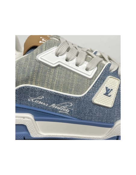 Tyler, the Creator x Louis Vuitton LV Trainer - Blue Denim 1AKCEY , Premium SneakersStreetwear , Worldwide Shipping