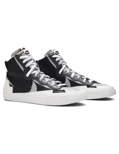 sacai x Blazer Mid Black Grey,NIKE BLAZER,NIKE SHOES Reps