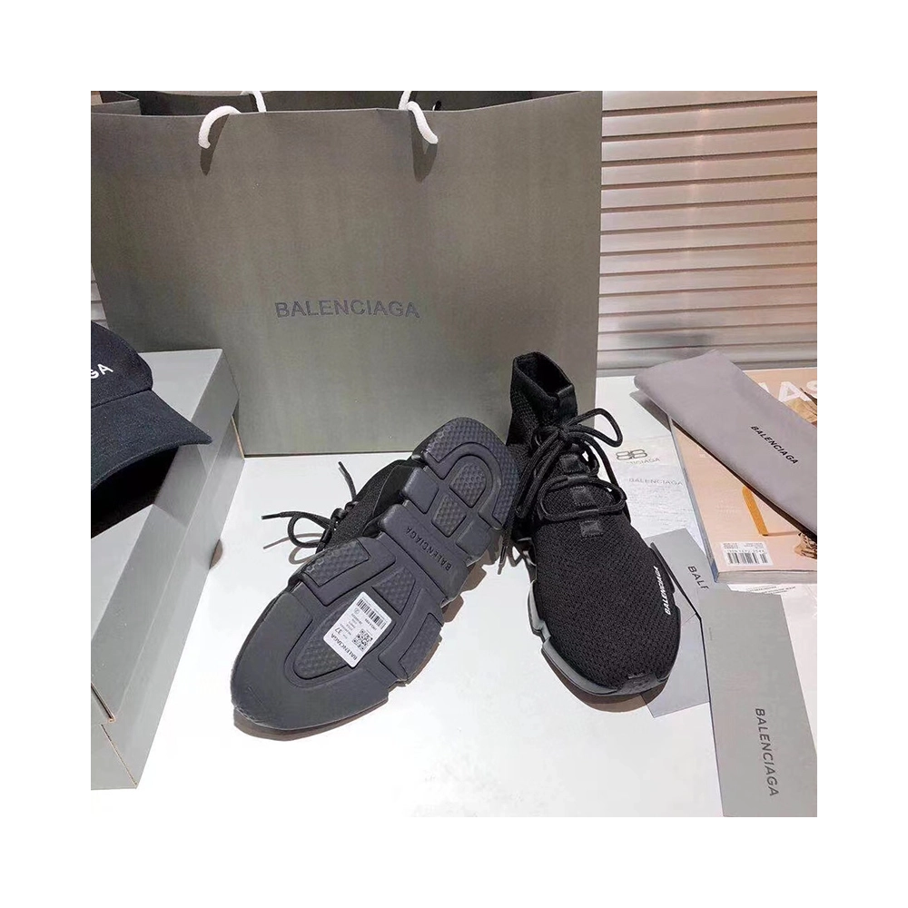 BALENCIAGA SPEED LACEUP RECYCLED KNIT TRAINERS IN BLACK,BALENCIAGA SPEED,BALENCIAGA