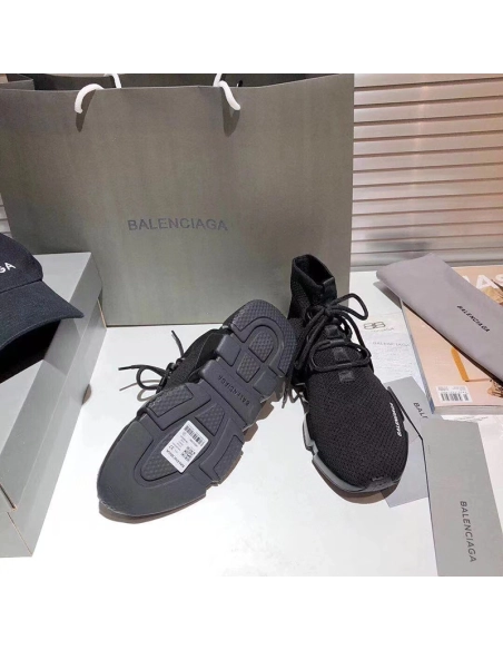 BALENCIAGA SPEED LACEUP RECYCLED KNIT TRAINERS IN BLACK,BALENCIAGA SPEED,BALENCIAGA