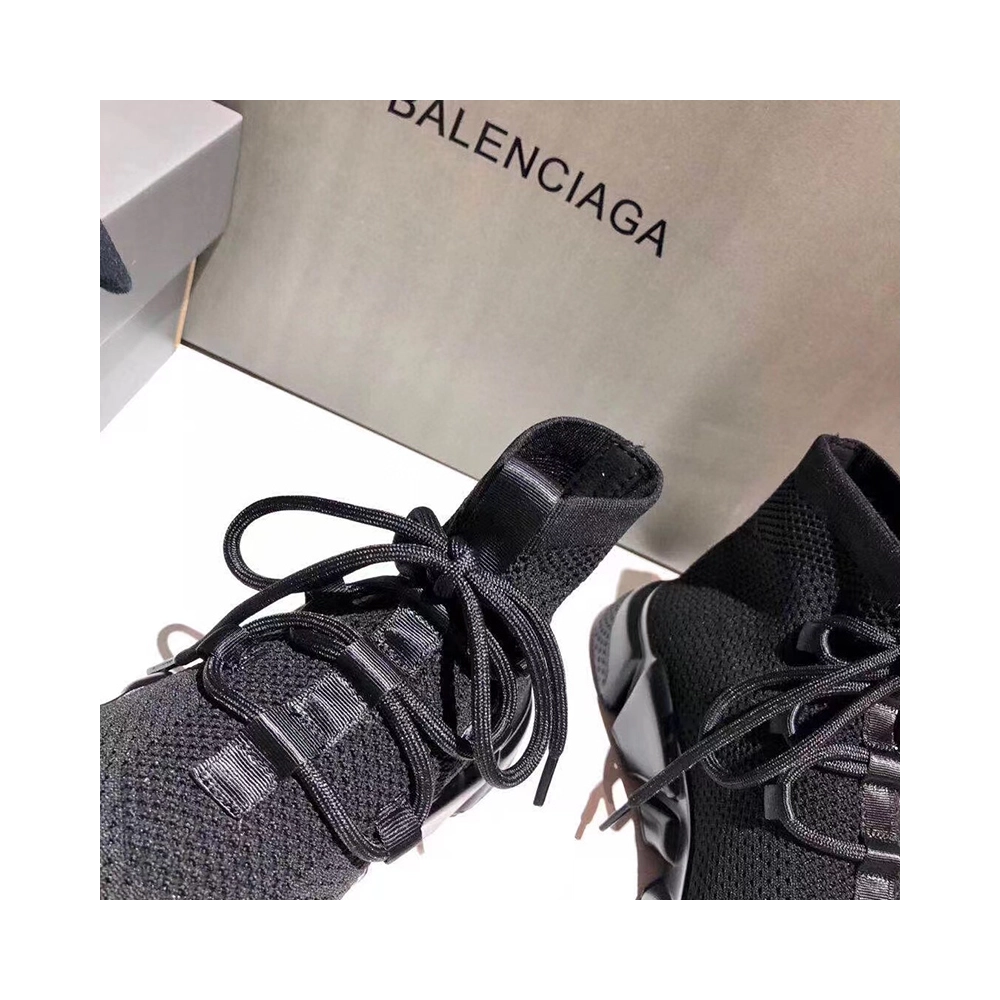 BALENCIAGA SPEED LACEUP RECYCLED KNIT TRAINERS IN BLACK,BALENCIAGA SPEED,BALENCIAGA