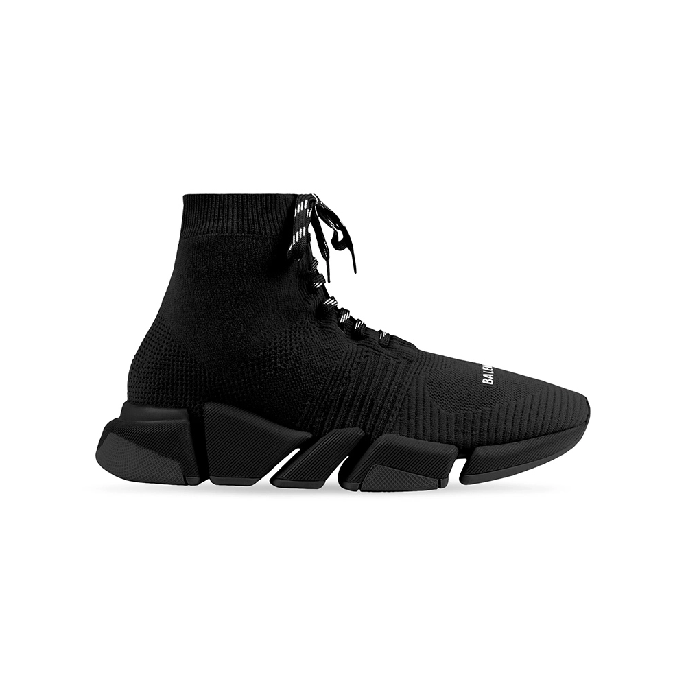 Balenciaga Speed 2.0 LaceUp Trainers in black recycled knit,BALENCIAGA SPEED,BALENCIAGA
