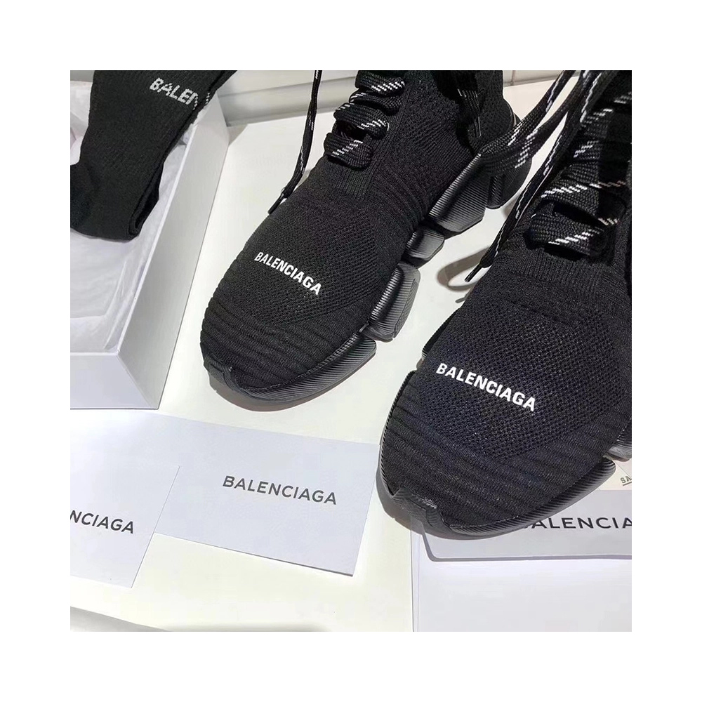 Balenciaga Speed 2.0 LaceUp Trainers in black recycled knit,BALENCIAGA SPEED,BALENCIAGA