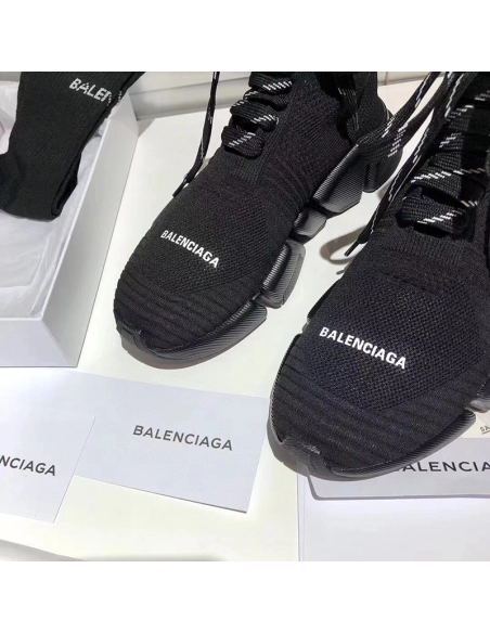 Balenciaga Speed 2.0 LaceUp Trainers in black recycled knit,BALENCIAGA SPEED,BALENCIAGA