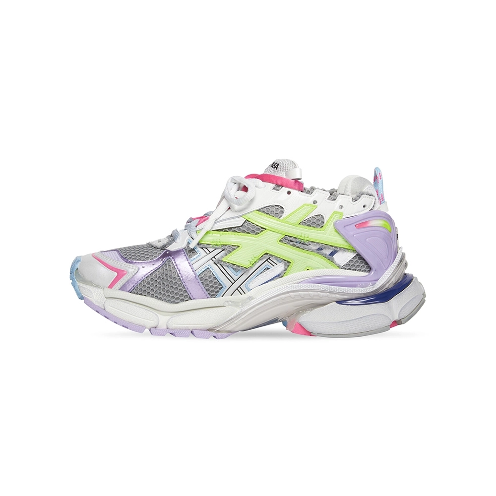 Balenciaga Runner Leather Free Grey Light Purple Neon Yellow White,Balenciaga Runner,BALENCIAGA