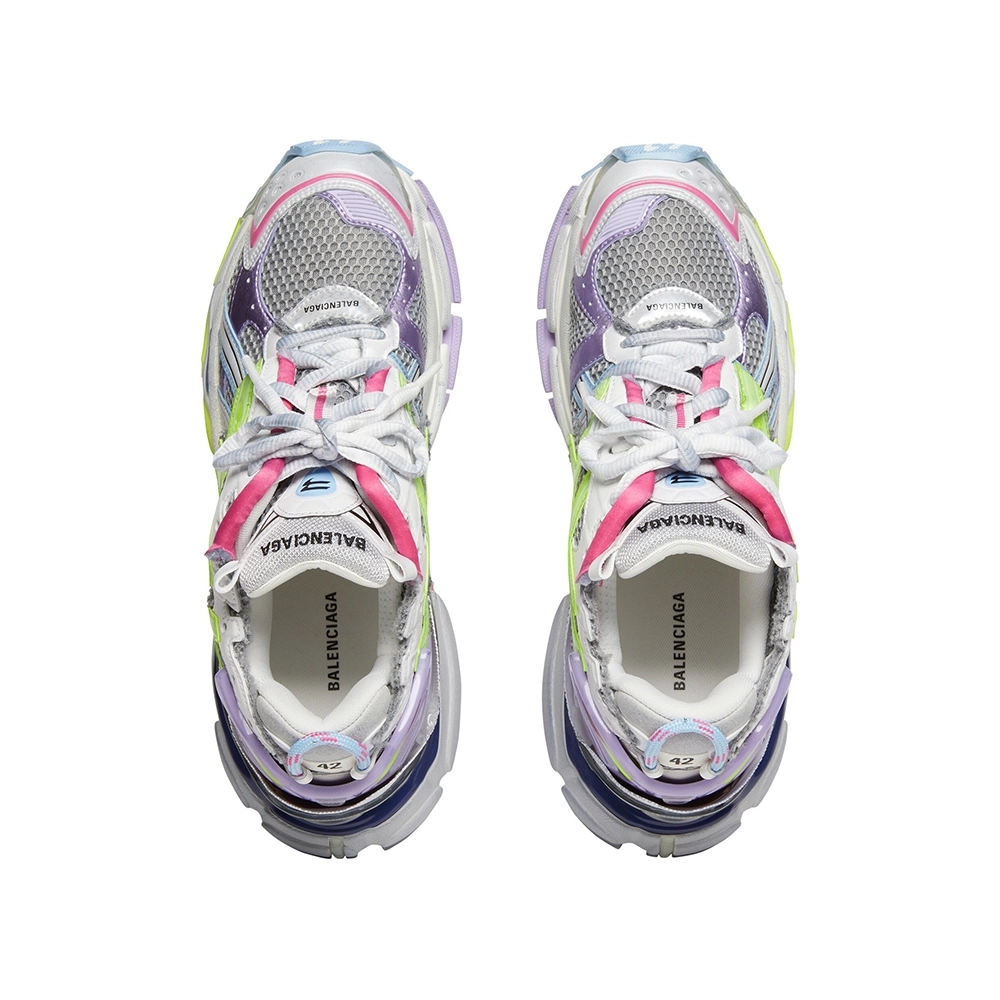 Balenciaga Runner Leather Free Grey Light Purple Neon Yellow White,Balenciaga Runner,BALENCIAGA