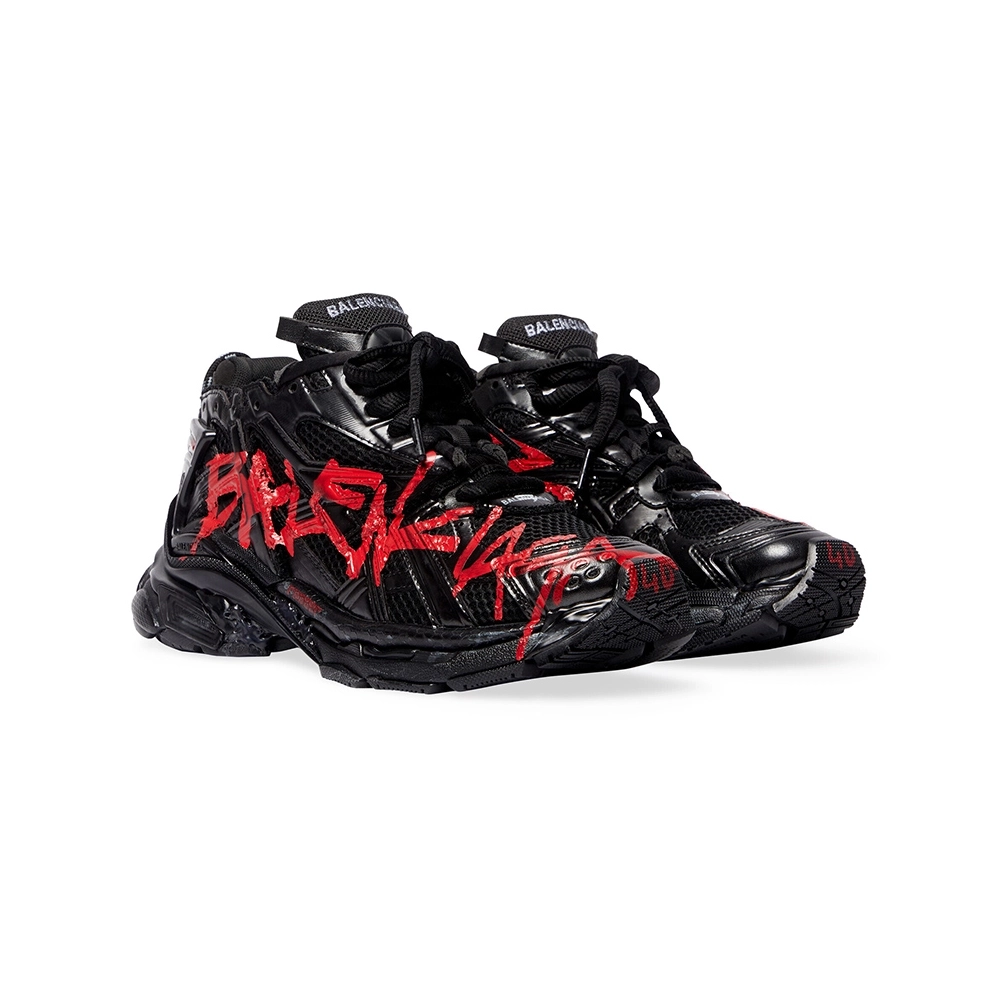 Balenciaga MENS RUNNER GRAFFITI SNEAKER IN BLACK,Balenciaga Runner,BALENCIAGA