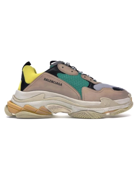 BALENCIAGA TRIPLE S BEIGE GREEN YELLOW,BALENCIAGA TRIPLE S,BALENCIAGA