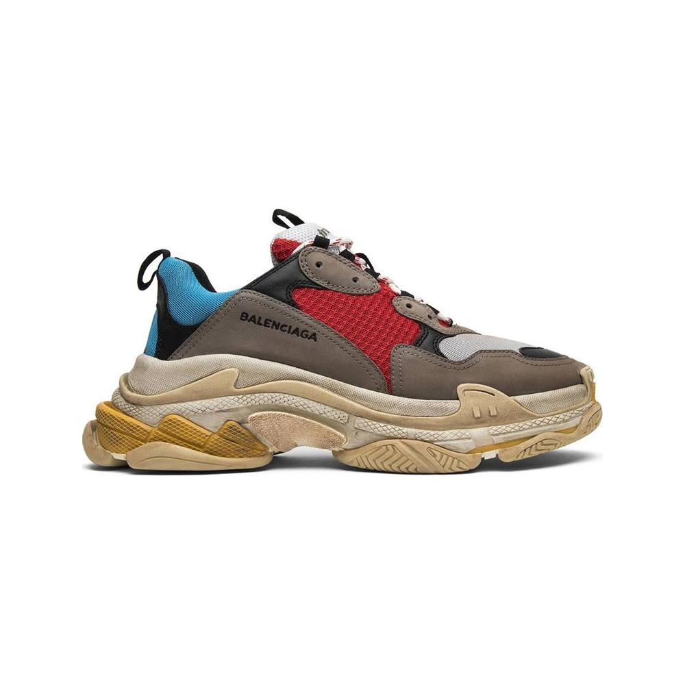BALENCIAGA TRIPLE S GREY BLUE RED,BALENCIAGA TRIPLE S,BALENCIAGA