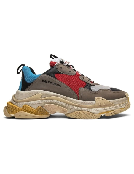 BALENCIAGA TRIPLE S GREY BLUE RED,BALENCIAGA TRIPLE S,BALENCIAGA