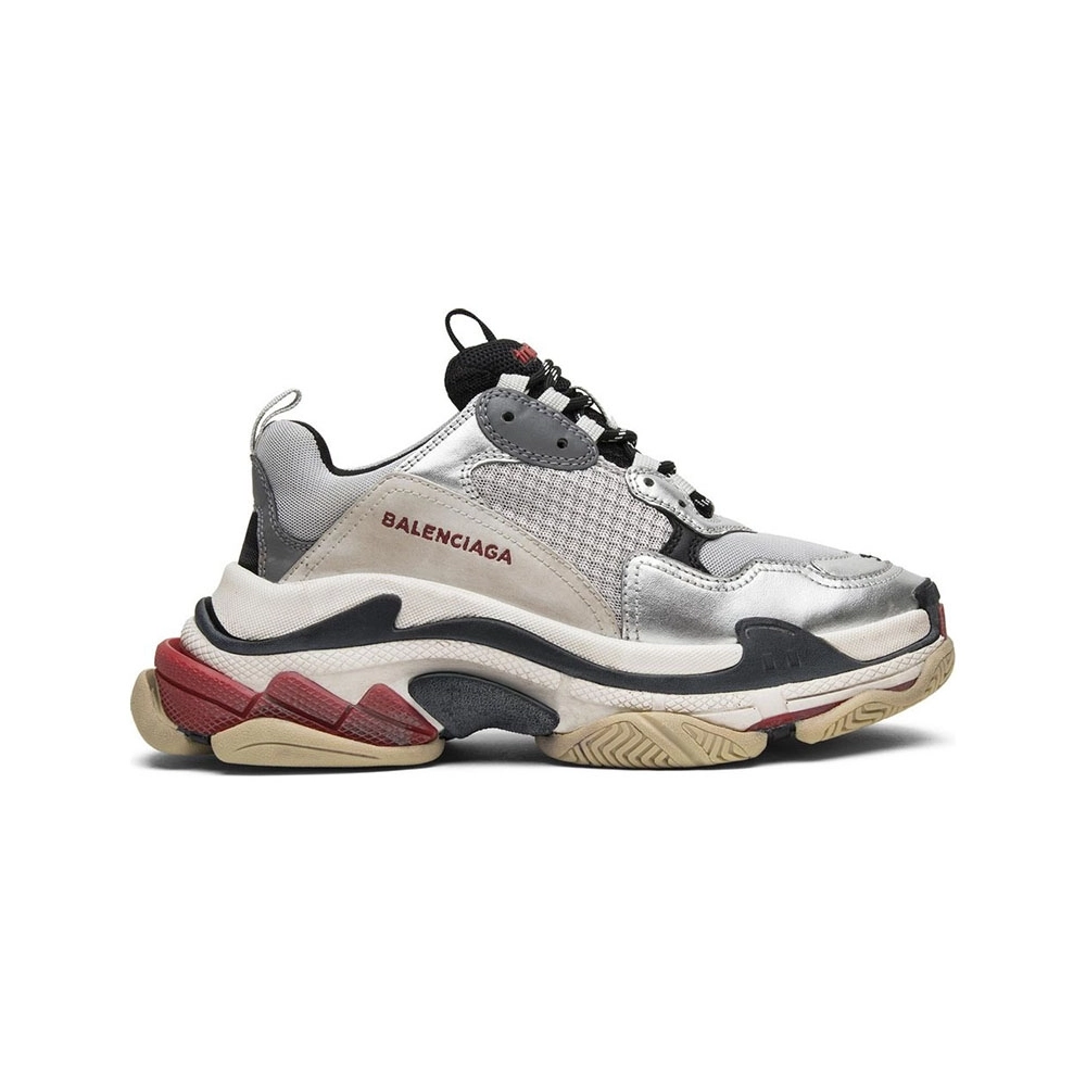 BALENCIAGA TRIPLE S SILVER AND RED,BALENCIAGA TRIPLE S,BALENCIAGA