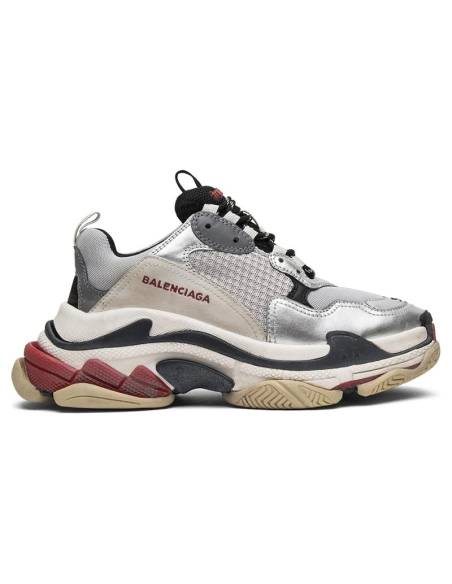 BALENCIAGA TRIPLE S SILVER AND RED,BALENCIAGA TRIPLE S,BALENCIAGA