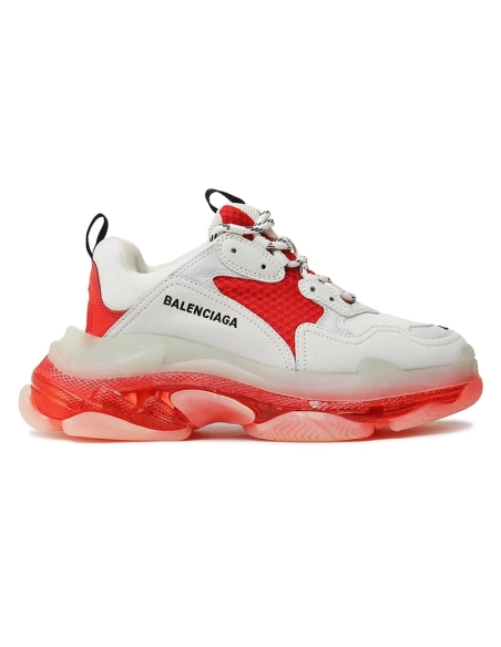 BALENCIAGA TRIPLE S CLEAR SOLE WHITE RED,BALENCIAGA TRIPLE S,BALENCIAGA