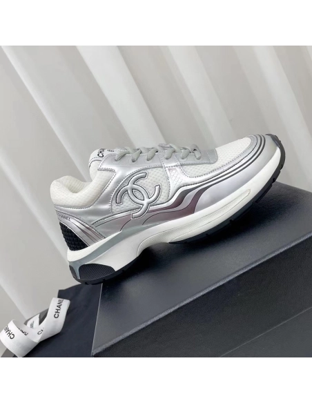 Chanel Wmns CC Logo Sneaker White Silver,CHANEL SNEAKERS,Other Brand Reps Sneakers