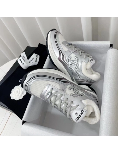 Chanel Wmns CC Logo Sneaker White Silver,CHANEL SNEAKERS,Other Brand Reps Sneakers