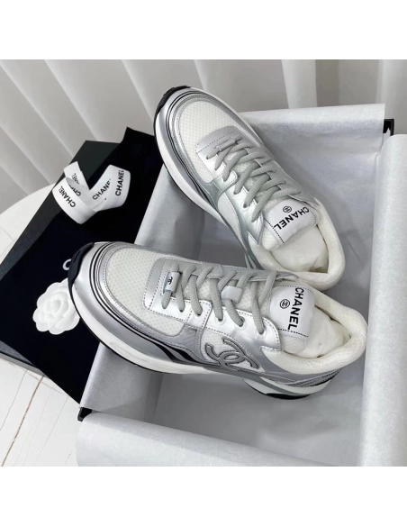 Chanel Wmns CC Logo Sneaker White Silver,CHANEL SNEAKERS,Other Brand Reps Sneakers