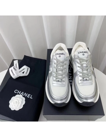Chanel Wmns CC Logo Sneaker White Silver,CHANEL SNEAKERS,Other Brand Reps Sneakers
