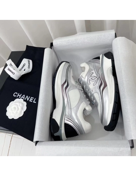 Chanel Wmns CC Logo Sneaker White Silver,CHANEL SNEAKERS,Other Brand Reps Sneakers