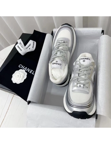 Chanel Wmns CC Logo Sneaker White Silver,CHANEL SNEAKERS,Other Brand Reps Sneakers
