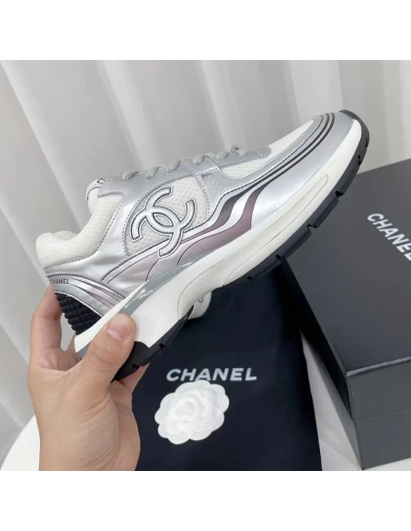 Chanel Wmns CC Logo Sneaker White Silver,CHANEL SNEAKERS,Other Brand Reps Sneakers