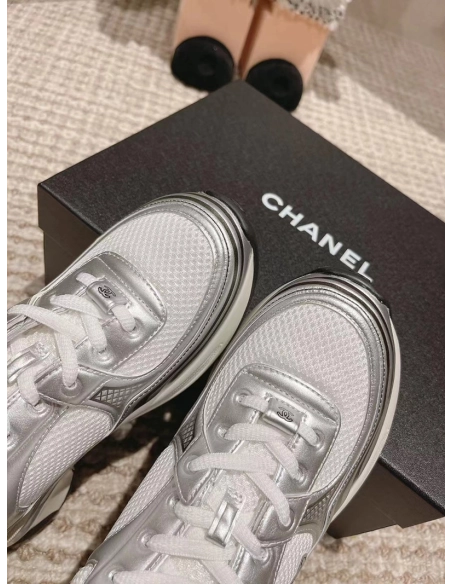 Chanel CC Logo Sneaker White Silver,CHANEL SNEAKERS,Other Brand Reps Sneakers