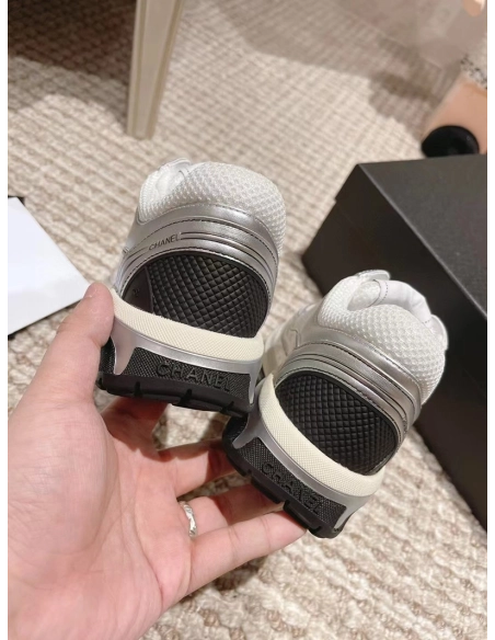 Chanel CC Logo Sneaker White Silver,CHANEL SNEAKERS,Other Brand Reps Sneakers