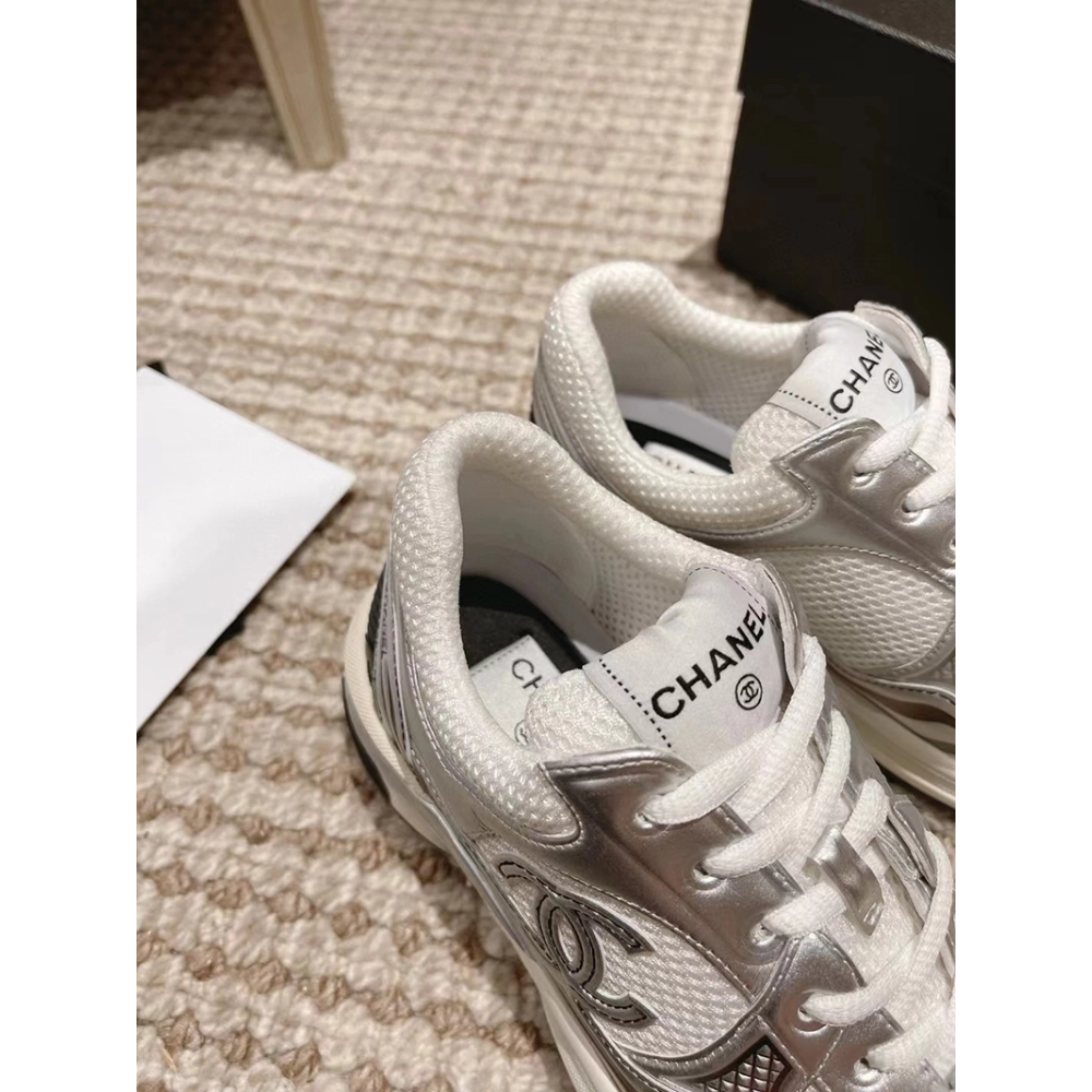 Chanel CC Logo Sneaker White Silver,CHANEL SNEAKERS,Other Brand Reps Sneakers