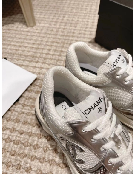 Chanel CC Logo Sneaker White Silver,CHANEL SNEAKERS,Other Brand Reps Sneakers