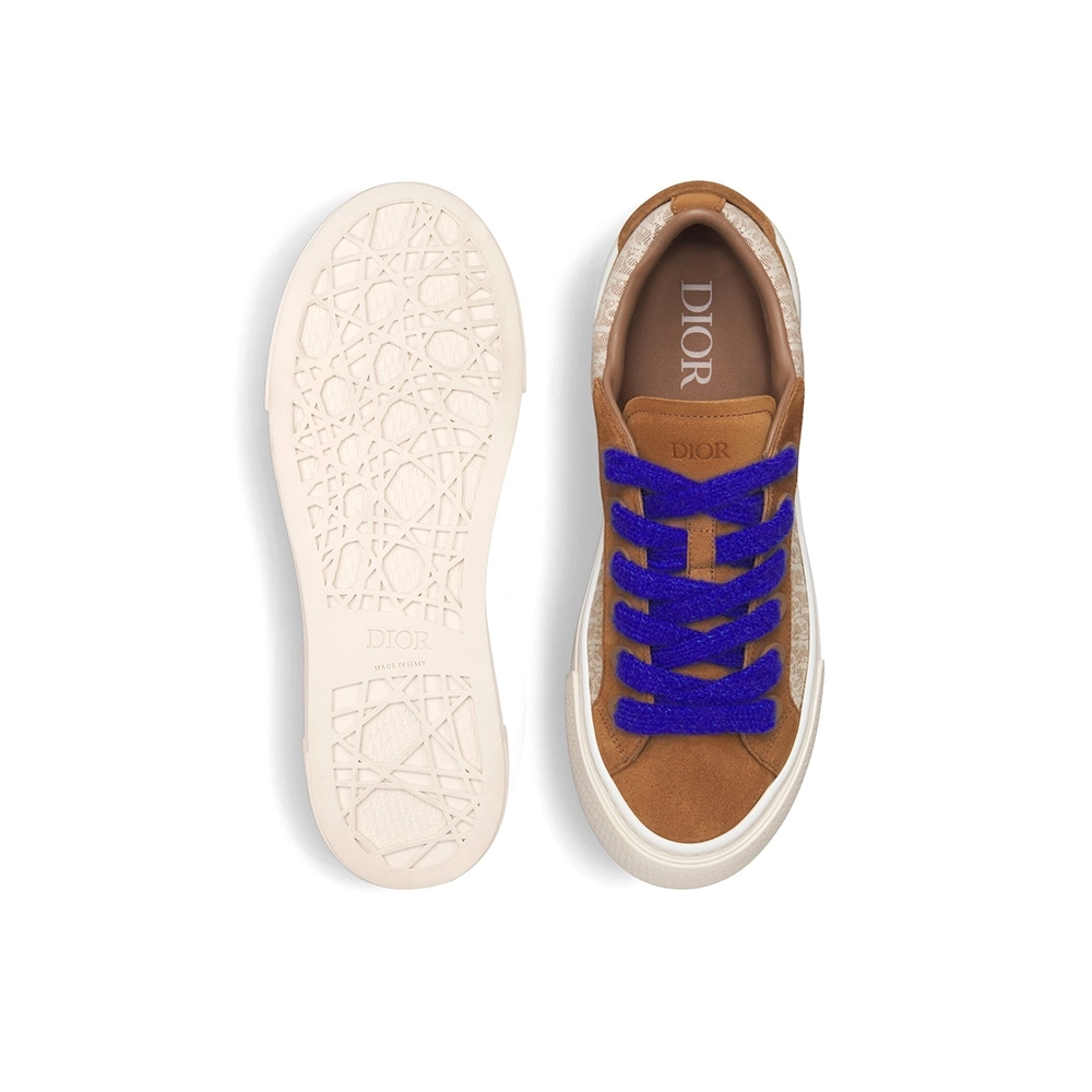 B33 SNEAKER Brown and Cream Dior Oblique Jacquard and Brown Suede,DIOR Reps Sneakers,Other Brand Reps Sneakers