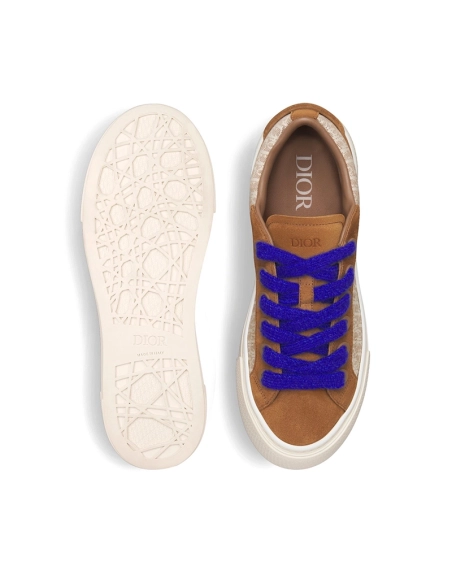 B33 SNEAKER Brown and Cream Dior Oblique Jacquard and Brown Suede,DIOR Reps Sneakers,Other Brand Reps Sneakers