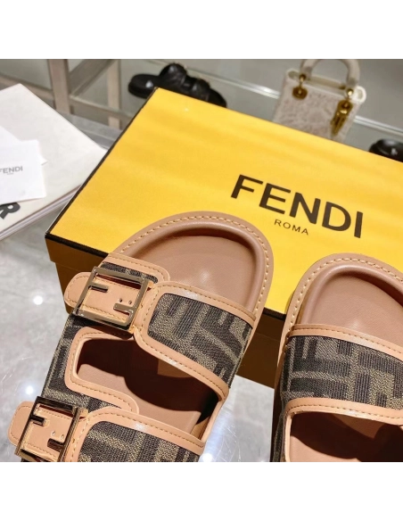 Fendi Feel Brown FF fabric slides,FENDI Reps Sneakers,Other Brand Reps Sneakers