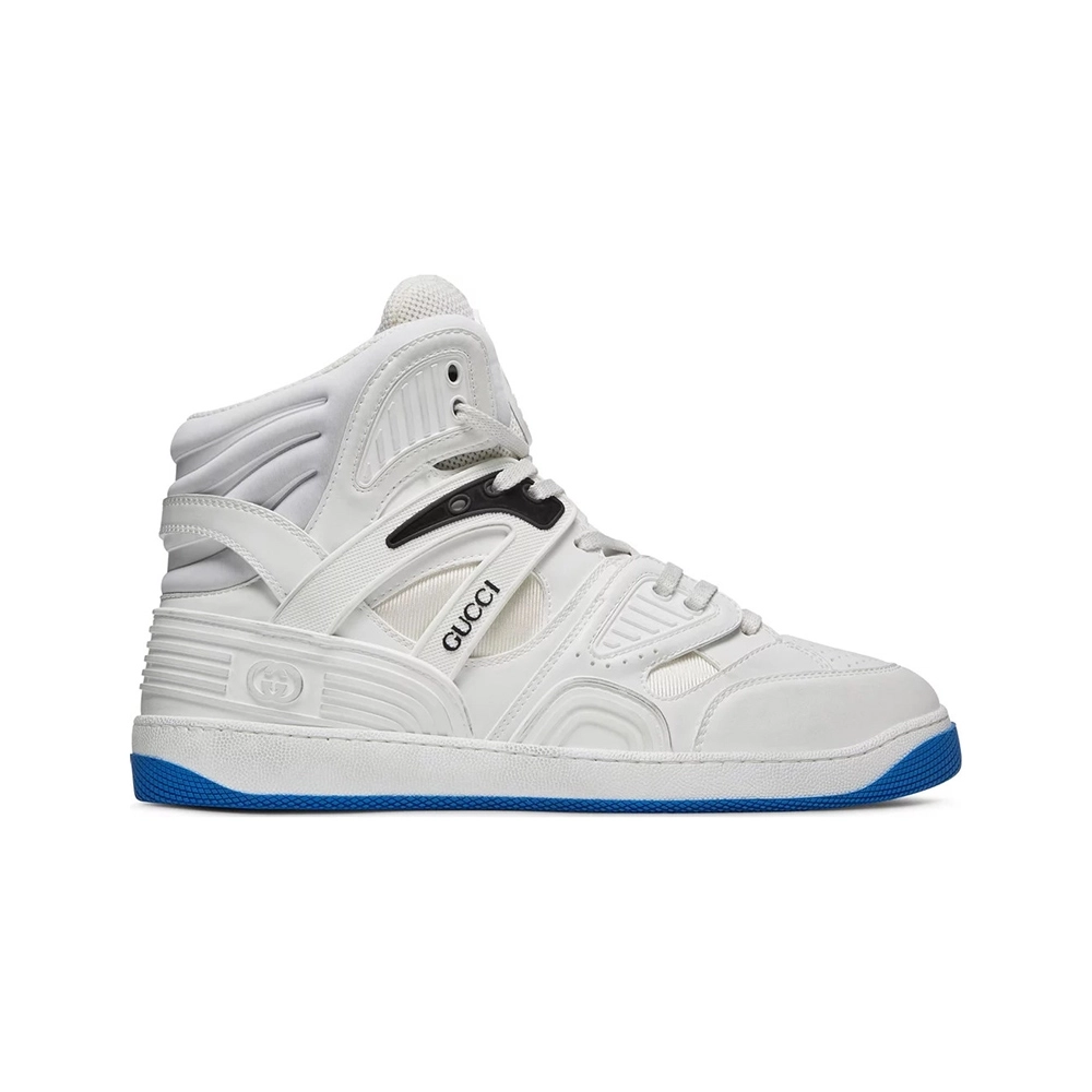 Gucci Basket High Sneaker White Blue,GUCCI SHOES Reps,Other Brand Reps Sneakers