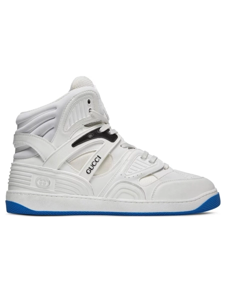 Gucci Basket High Sneaker White Blue,GUCCI SHOES Reps,Other Brand Reps Sneakers