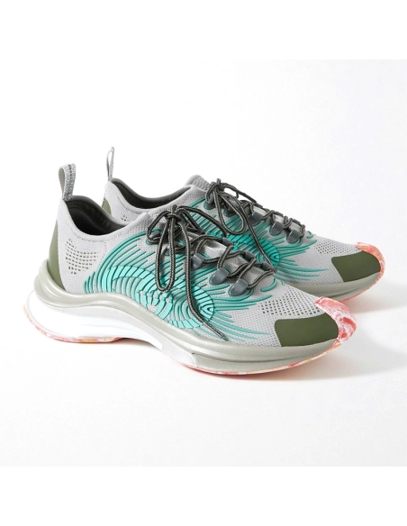 GUCCI Run Rubber Trimmed Mesh Reps Sneakers Gray,GUCCI SHOES Reps,Other Brand Reps Sneakers