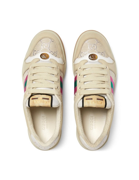 Gucci Screener White GG Lam¨¦,GUCCI SHOES Reps,Other Brand Reps Sneakers