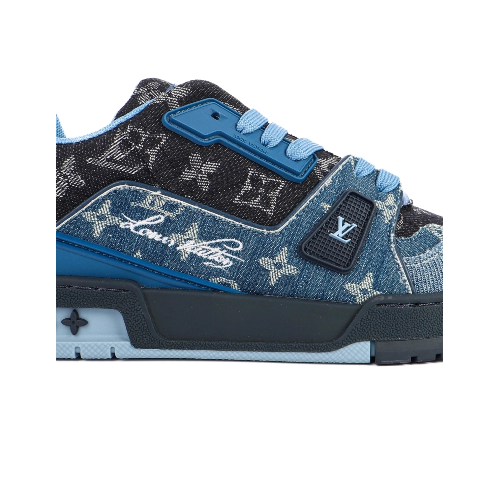Louis Vuitton Mens Trainer Blue Denim Monogram Reps Sneakers,Louis Vuitton Trainer,LOUIS VUITTON Reps Sneakers,Other Brand Reps 