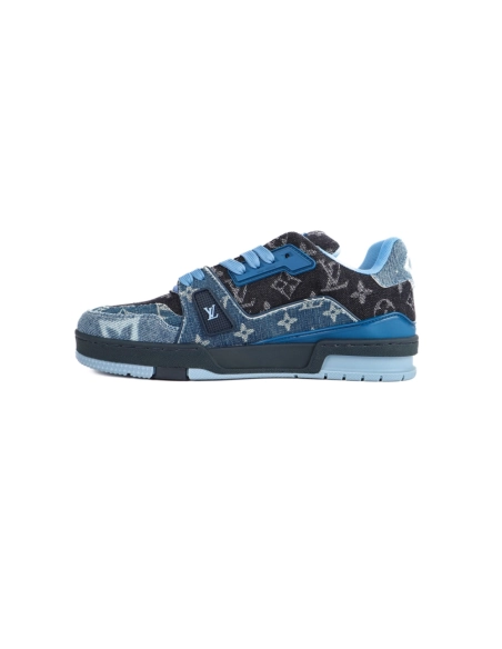 Louis Vuitton Mens Trainer Blue Denim Monogram Reps Sneakers,Louis Vuitton Trainer,LOUIS VUITTON Reps Sneakers,Other Brand Reps 